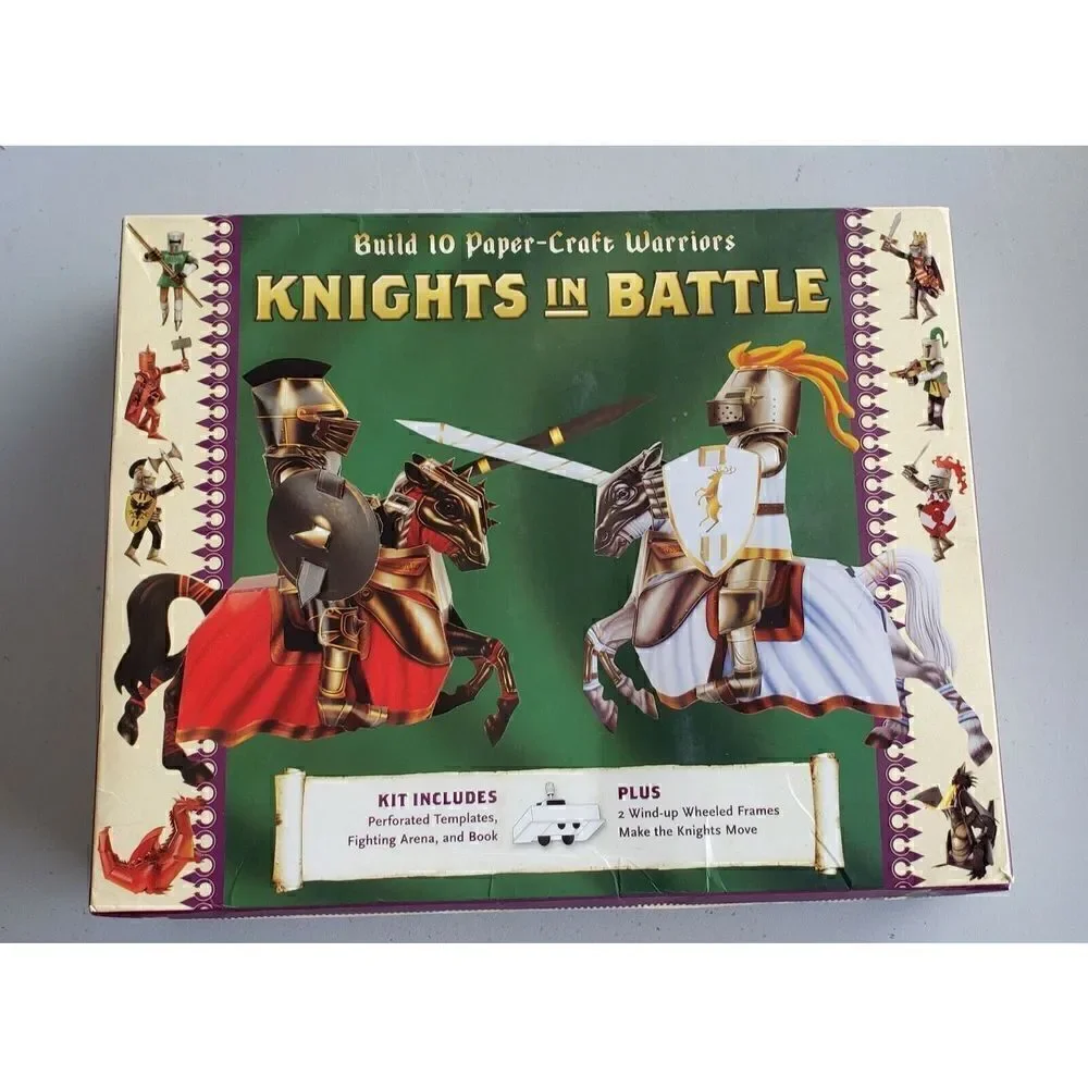 STERLING INNOVATION KNIGHTS IN BATTLE BUILD 10 PAPER-CRAFT WARRIORS open box